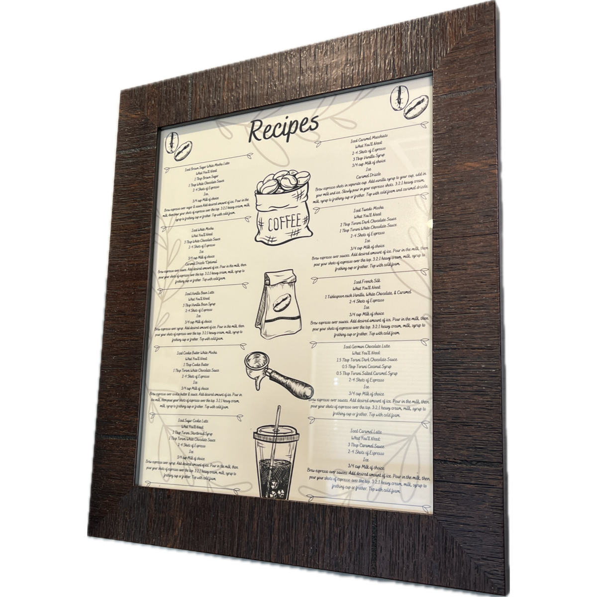 Framed Coffee Menu 10x13