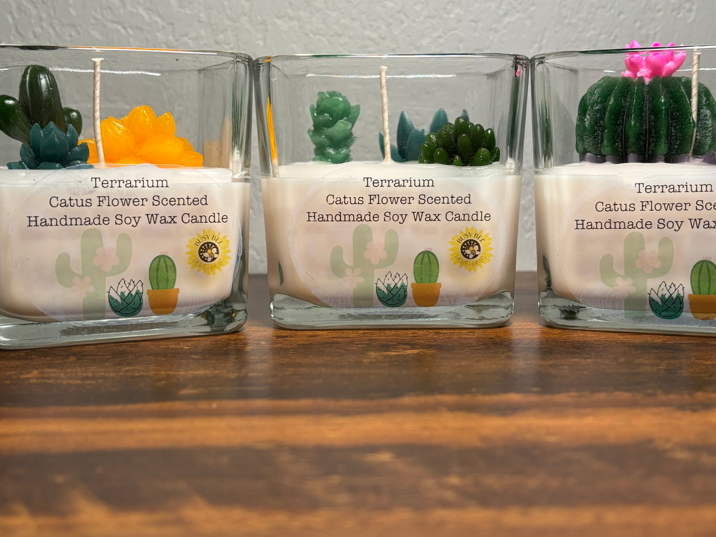 Terrarium Cactus Flower Scented Soy Wax Candle