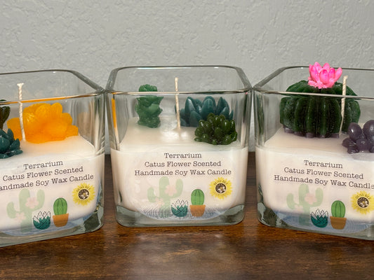 Terrarium Cactus Flower Scented Soy Wax Candle