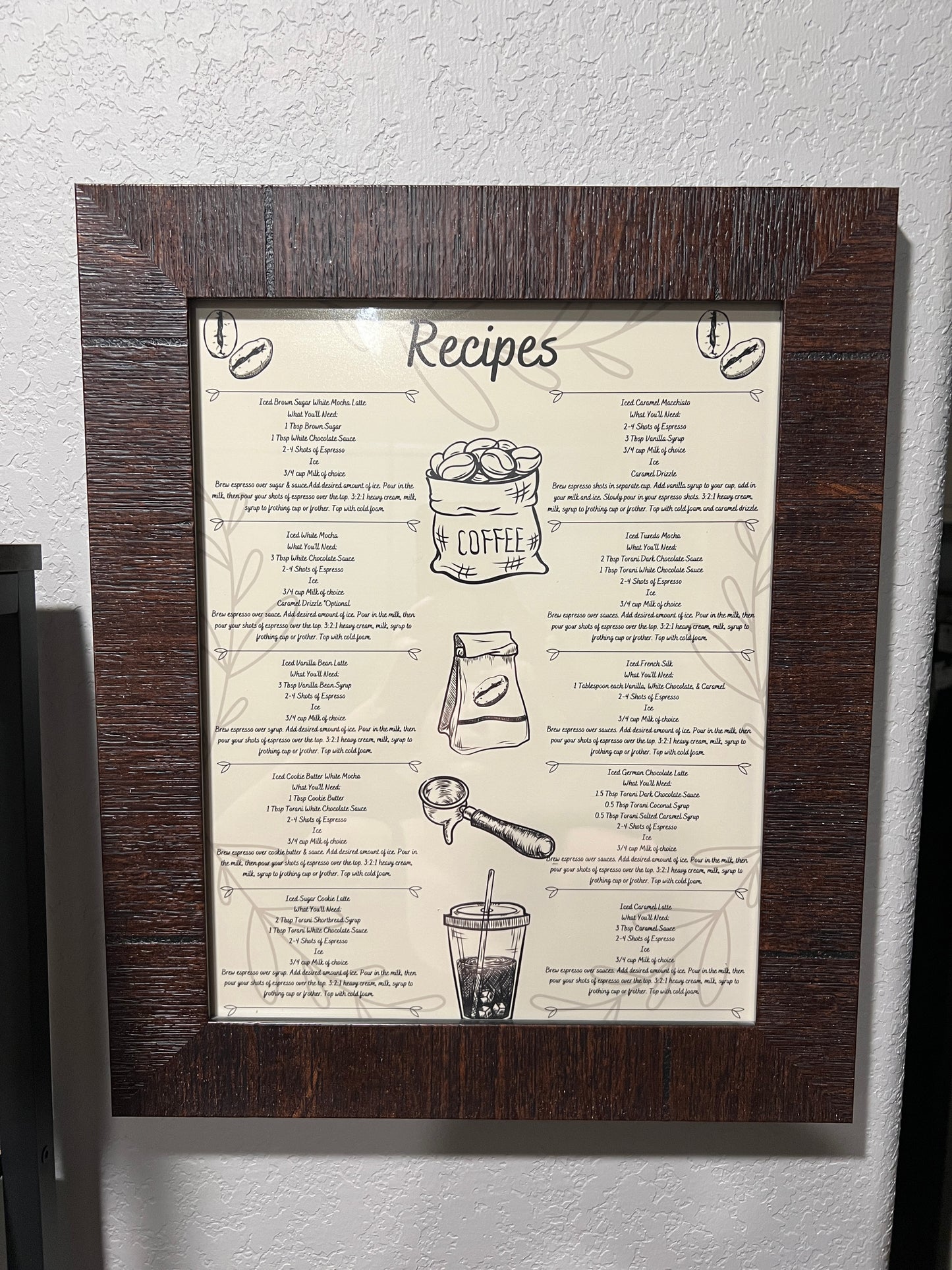 Framed Coffee Menu 10x13